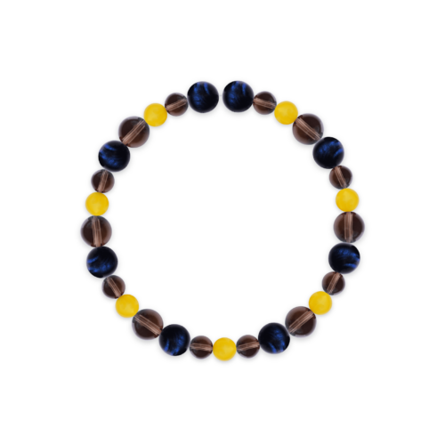 Blue Tiger Eye & Clear Smoky Quartz Bracelet – 778B08