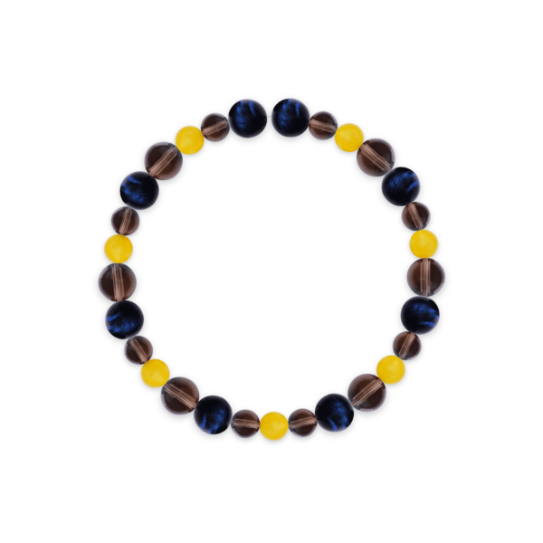 Blue Tiger Eye & Clear Smoky Quartz Bracelet – 778B08 Blue Tiger Eye & Clear Smoky Quartz Bracelet – 778B08