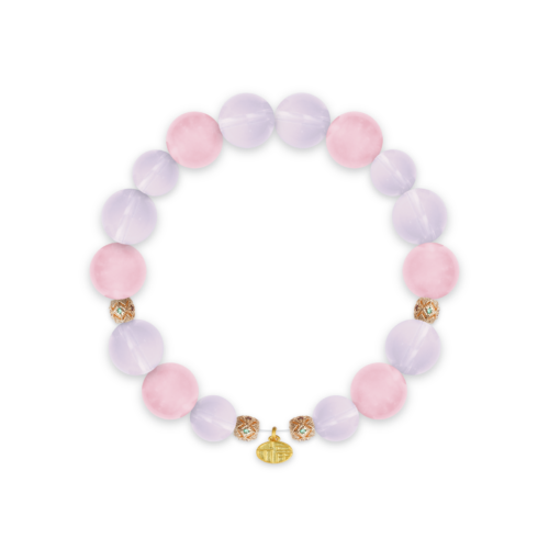 Star Rose Quartz & Gold Fortune Bracelet – 875A14 Star Rose Quartz & Gold Fortune Bracelet – 875A14