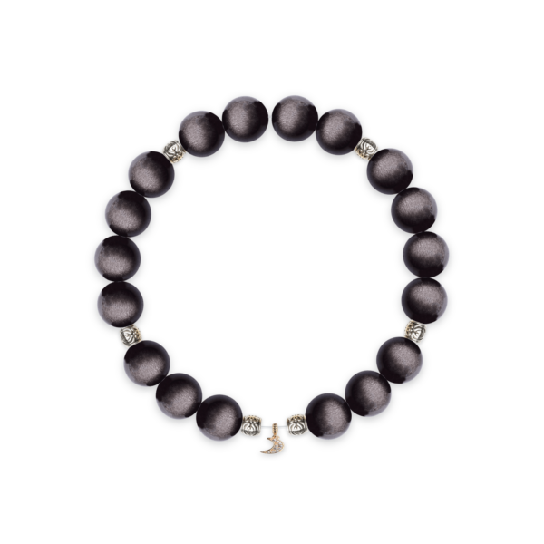 Silver Obsidian & Pave Moon Bracelet – D86EE3 Silver Obsidian & Pave Moon Bracelet – D86EE3