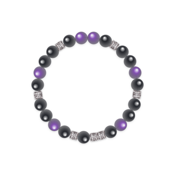 Black Onyx Initial V & Uruguay Amethyst Bracelet – E9A264 Black Onyx Initial V & Uruguay Amethyst Bracelet – E9A264