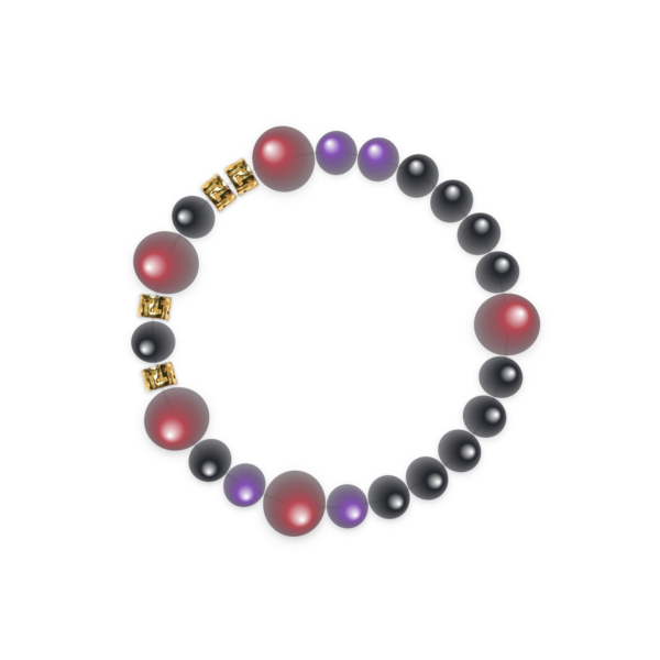Balanced Black Onyx Initial O & Red Strawberry Crystal Signature Bracelet – F0BACF